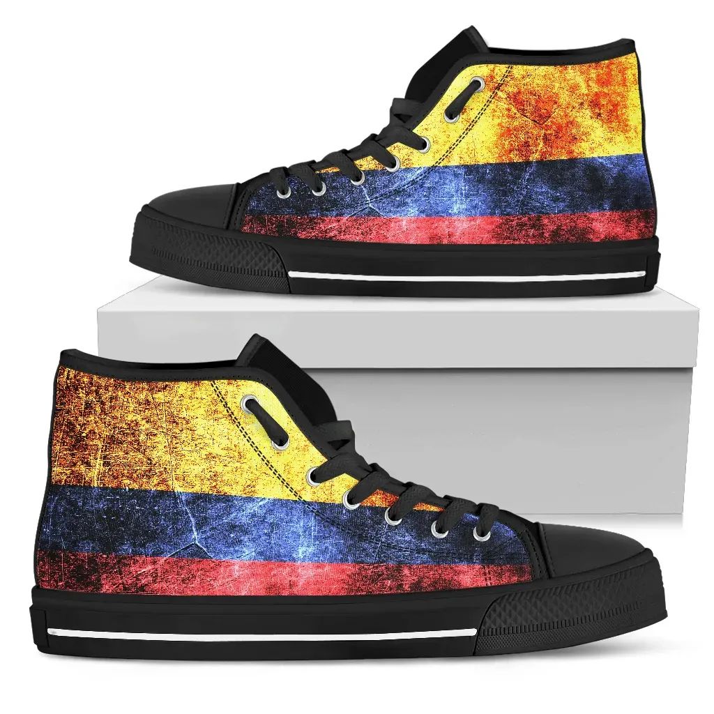 Colombia Darken Flag High Top Canvas Shoes RLT7