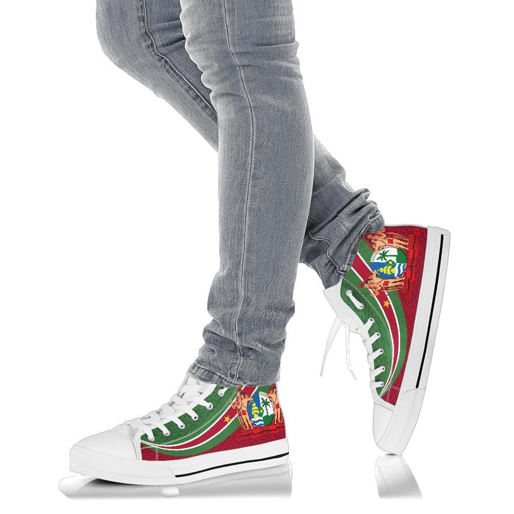 Suriname High Top Shoes Suriname Coat Of Arms and Flag Color RLT7