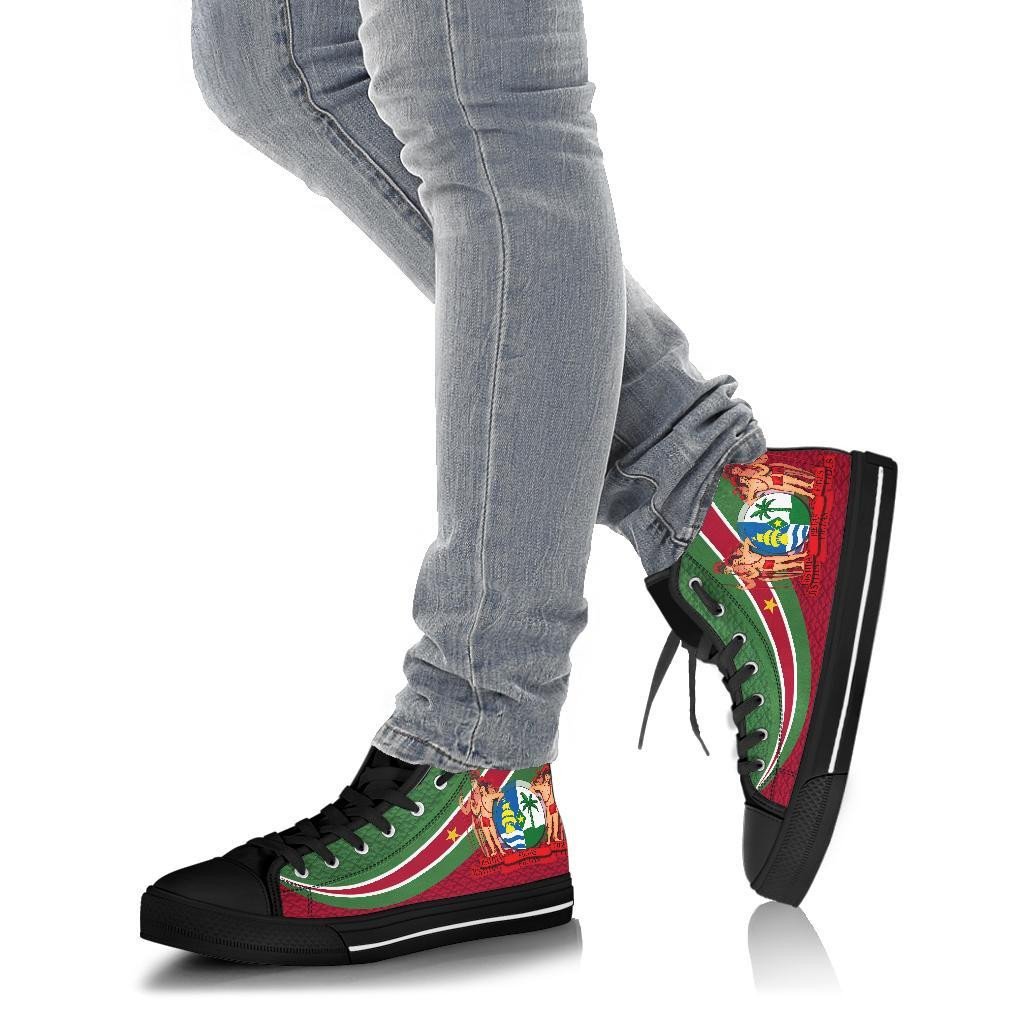 Suriname High Top Shoes Suriname Coat Of Arms and Flag Color RLT7