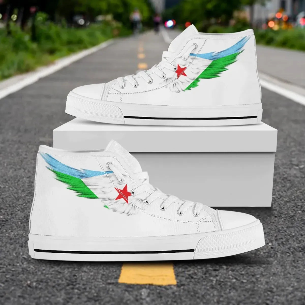 Djibouti White High Top Shoe Wing Flag RLT12