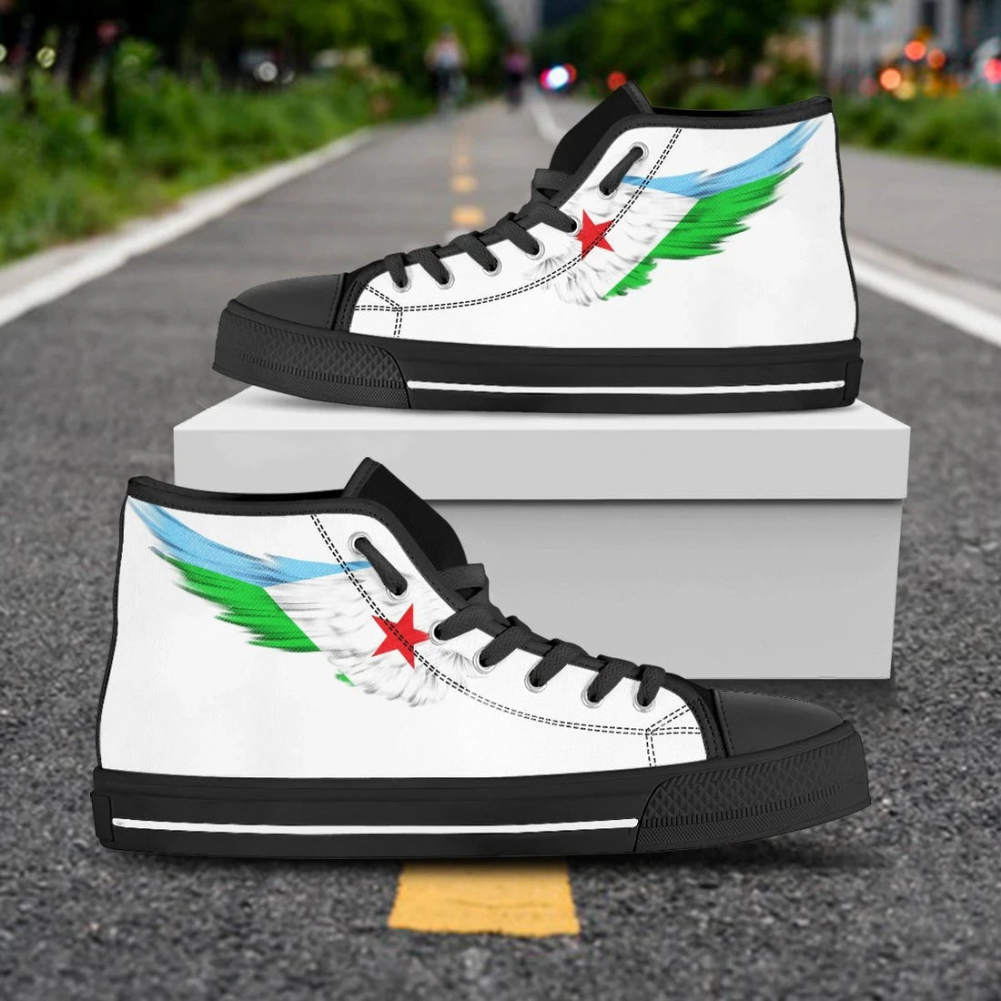 Djibouti White High Top Shoe Wing Flag RLT12