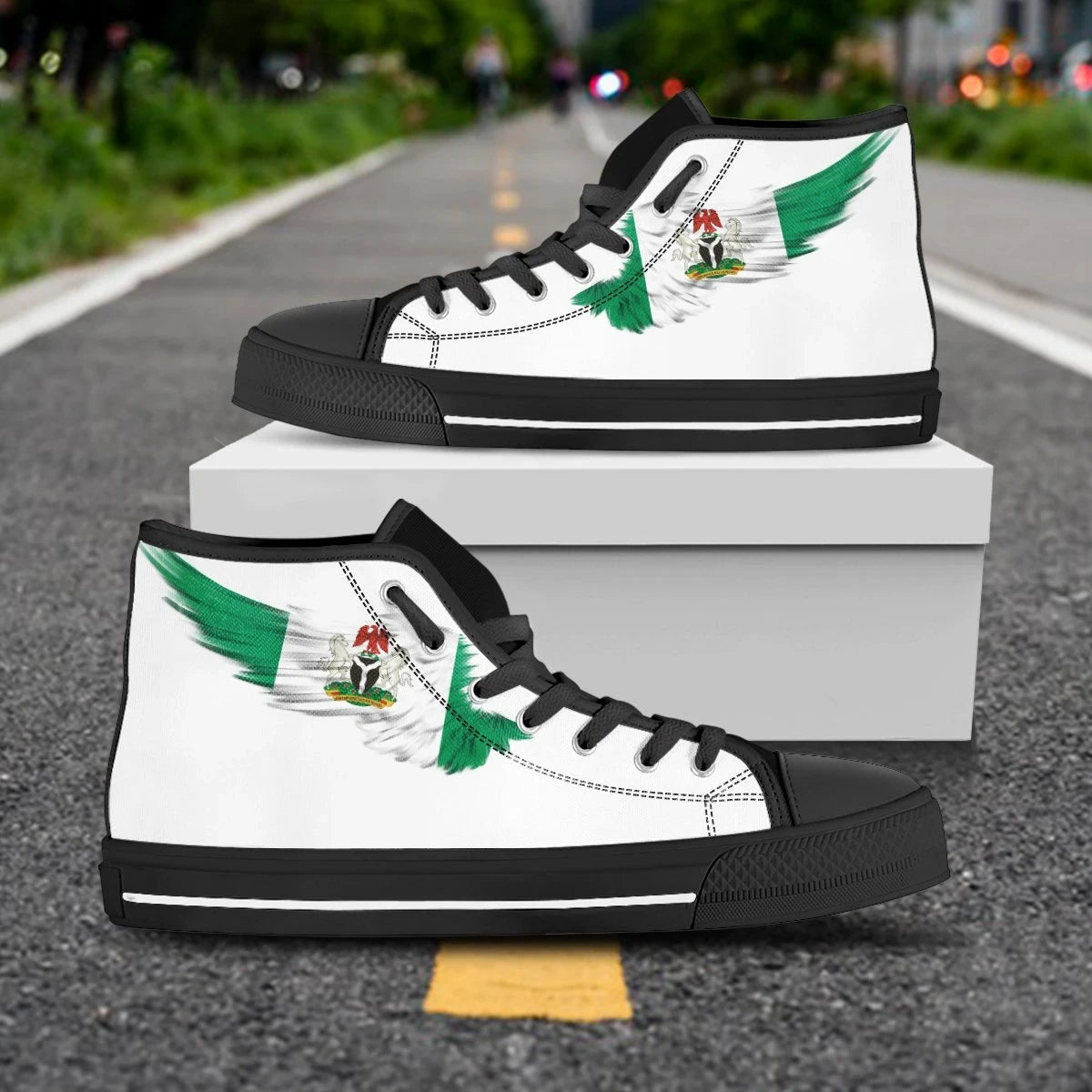 Nigeria White High Top Shoes Wing Flag RLT8