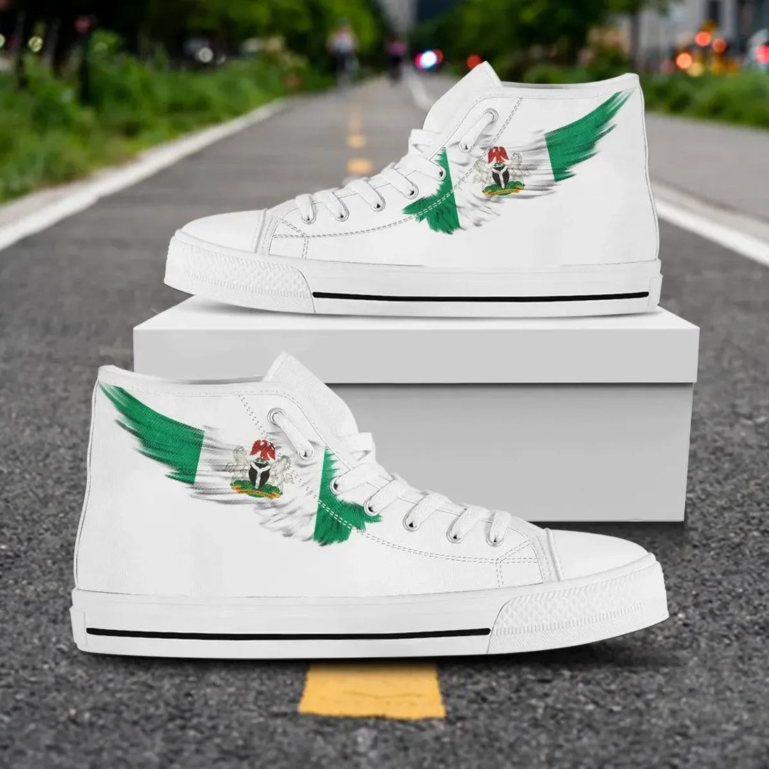Nigeria White High Top Shoes Wing Flag RLT8