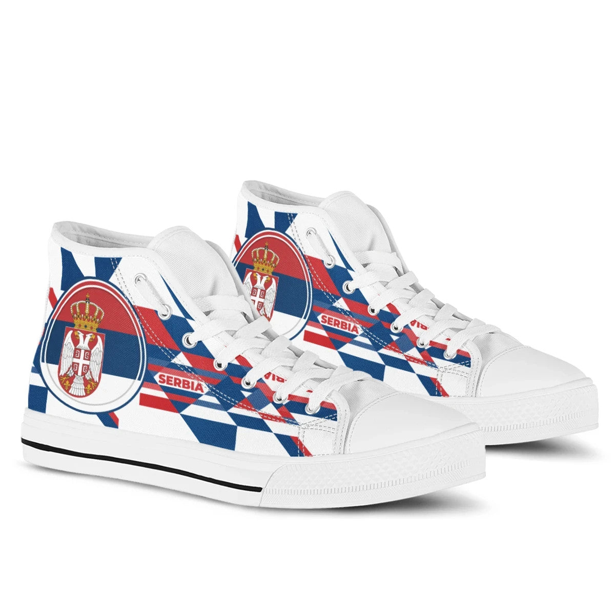 High Top Shoes - Serbia Flag Color With Coat Of Arm RLT7