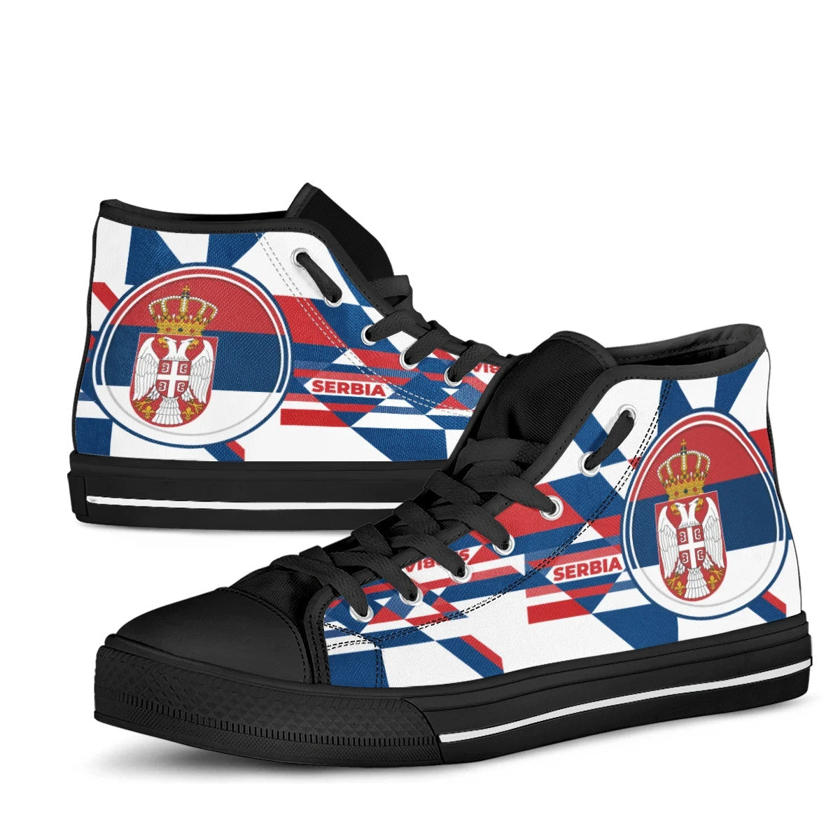 High Top Shoes - Serbia Flag Color With Coat Of Arm RLT7