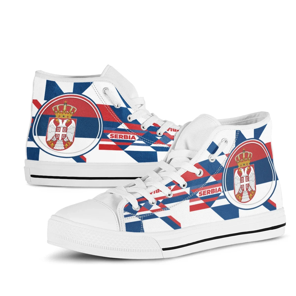 High Top Shoes - Serbia Flag Color With Coat Of Arm RLT7
