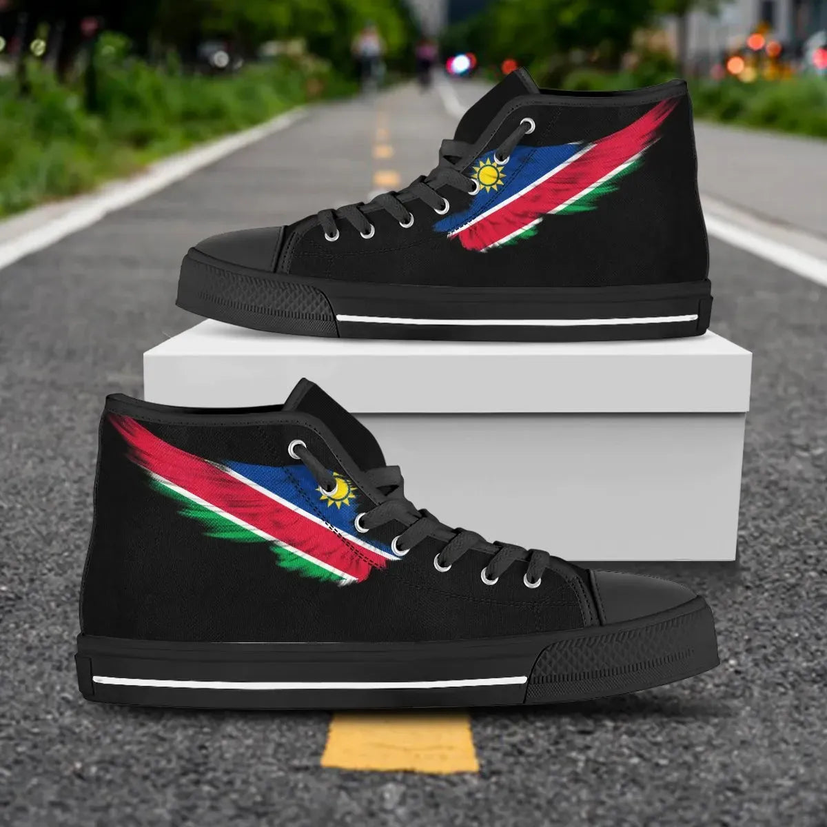 Namibia Black High Top Shoes Wing Flag RLT7