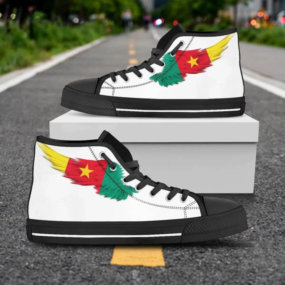 Cameroon High Top Shoe Wing Flag White RLT7