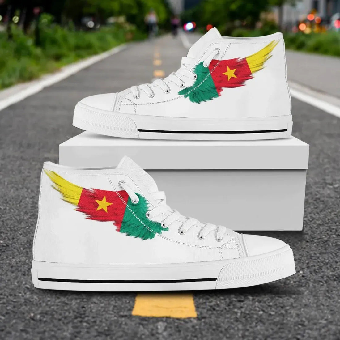 Cameroon High Top Shoe Wing Flag White RLT7