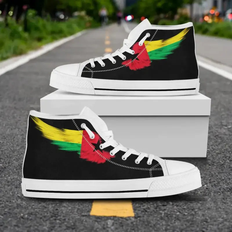 Guinea - Bissau High Top Shoes Wing Flag Black RLT8