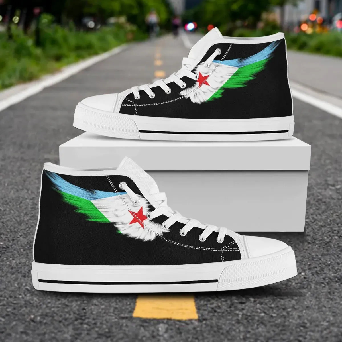 Djibouti Black High Top Shoe Wing Flag RLT12
