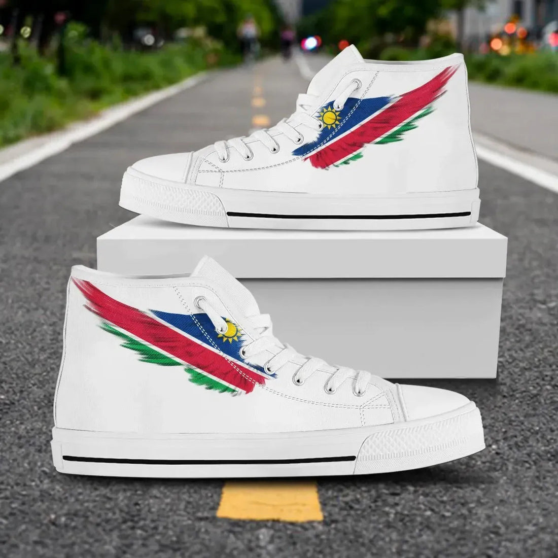 Namibia White High Top Shoes Wing Flag RLT7