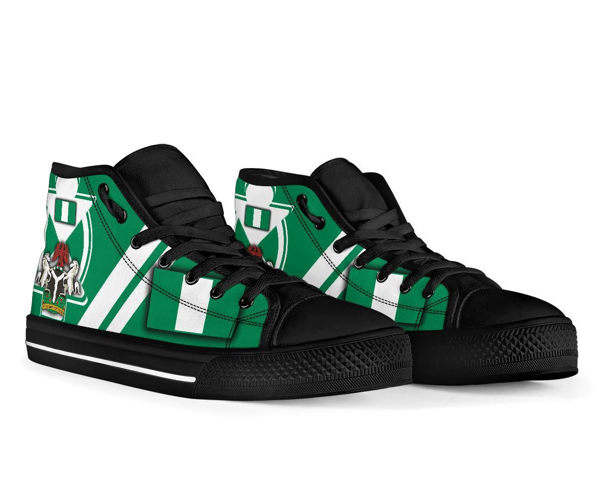 Nigeria High Top Shoes Nigerian Flag and Coat Of Arms Boa Me Na Me Mmoa Wo RLT8