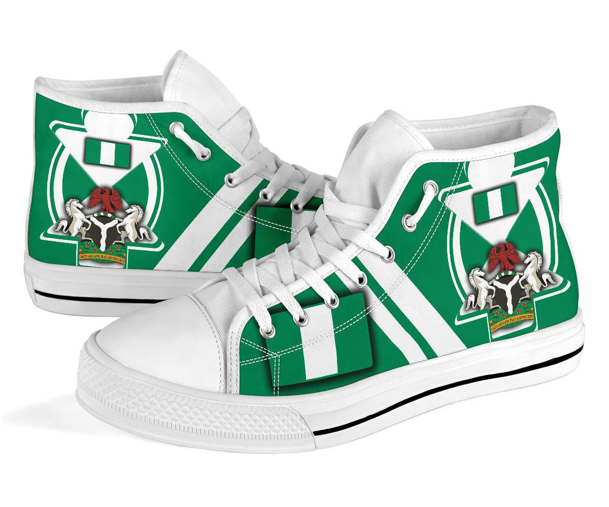Nigeria High Top Shoes Nigerian Flag and Coat Of Arms Boa Me Na Me Mmoa Wo RLT8
