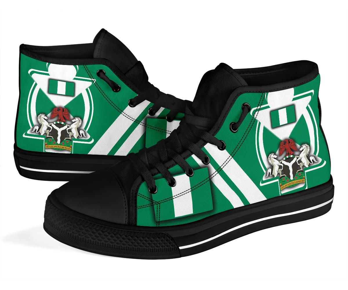Nigeria High Top Shoes Nigerian Flag and Coat Of Arms Boa Me Na Me Mmoa Wo RLT8