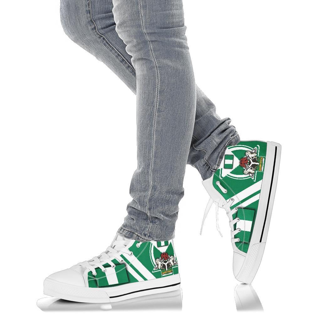 Nigeria High Top Shoes Nigerian Flag and Coat Of Arms Boa Me Na Me Mmoa Wo RLT8