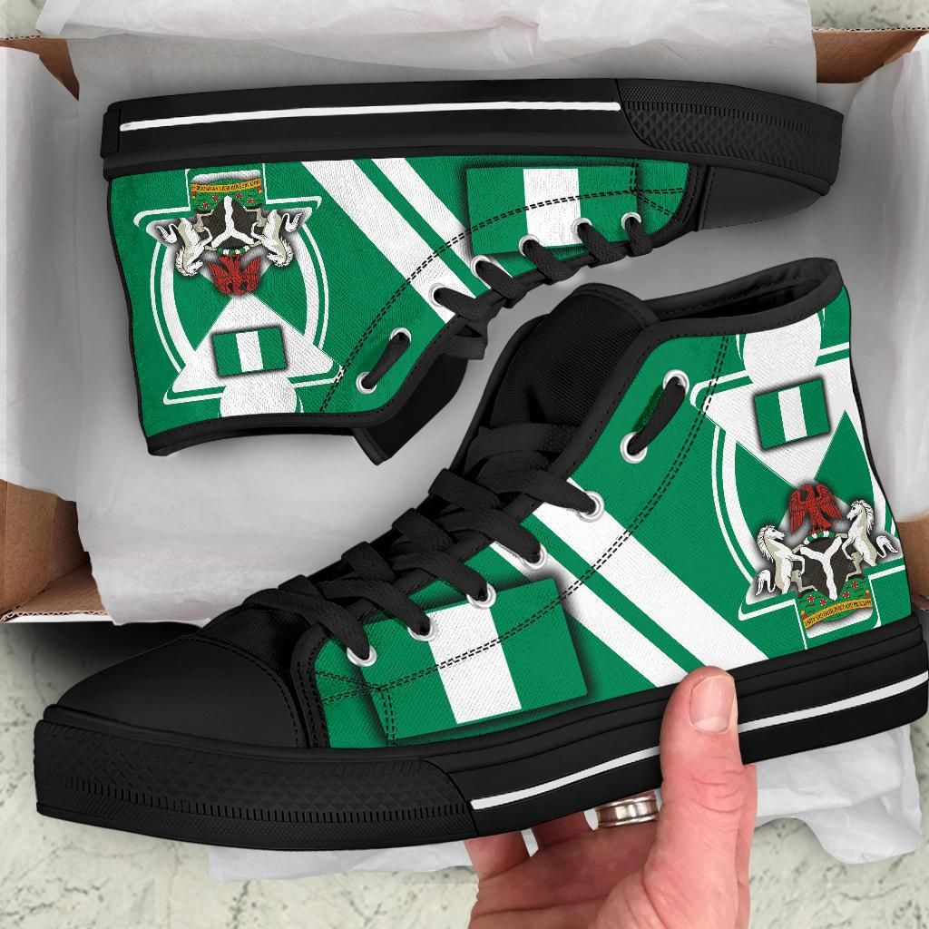 Nigeria High Top Shoes Nigerian Flag and Coat Of Arms Boa Me Na Me Mmoa Wo RLT8