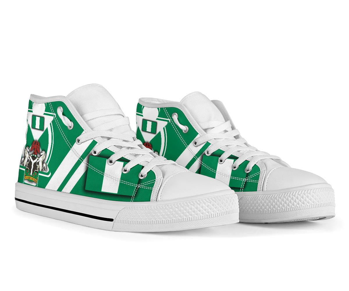 Nigeria High Top Shoes Nigerian Flag and Coat Of Arms Boa Me Na Me Mmoa Wo RLT8