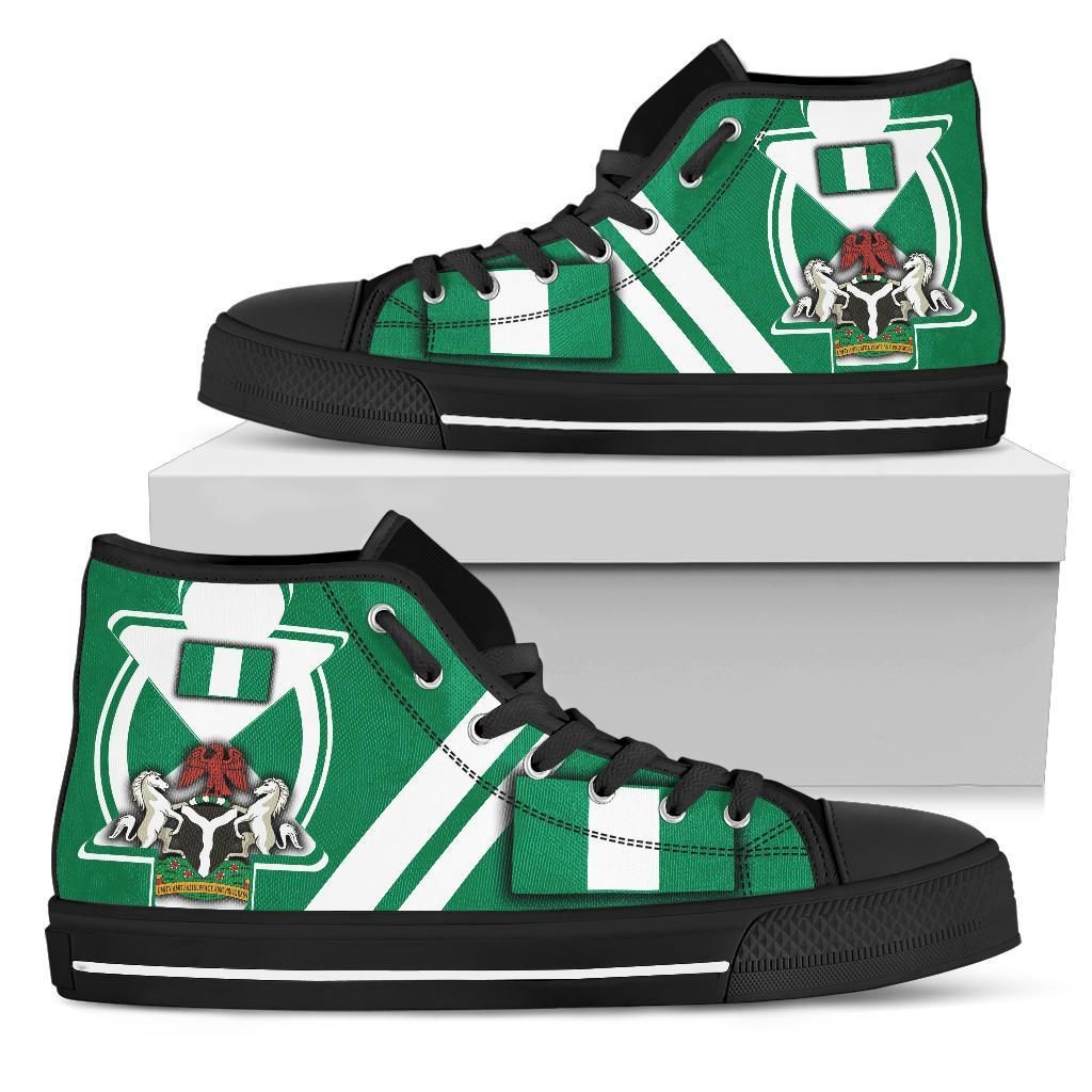 Nigeria High Top Shoes Nigerian Flag and Coat Of Arms Boa Me Na Me Mmoa Wo RLT8