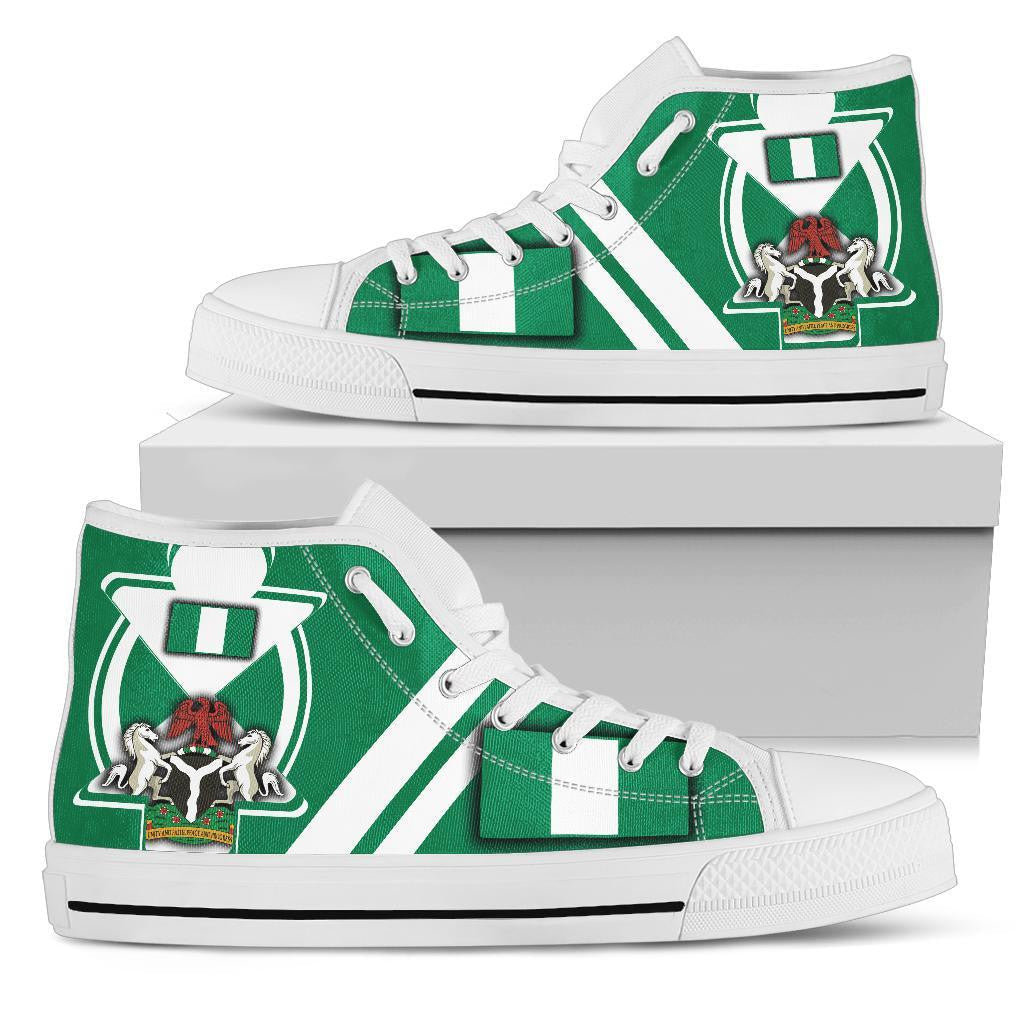 Nigeria High Top Shoes Nigerian Flag and Coat Of Arms Boa Me Na Me Mmoa Wo RLT8