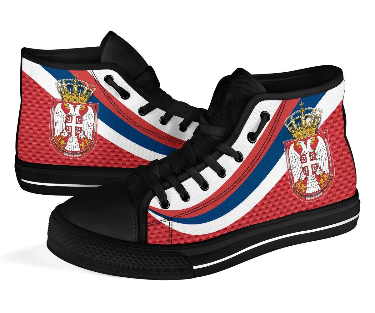 Serbia High Top Shoes Black Serbia Flag Red RLT7