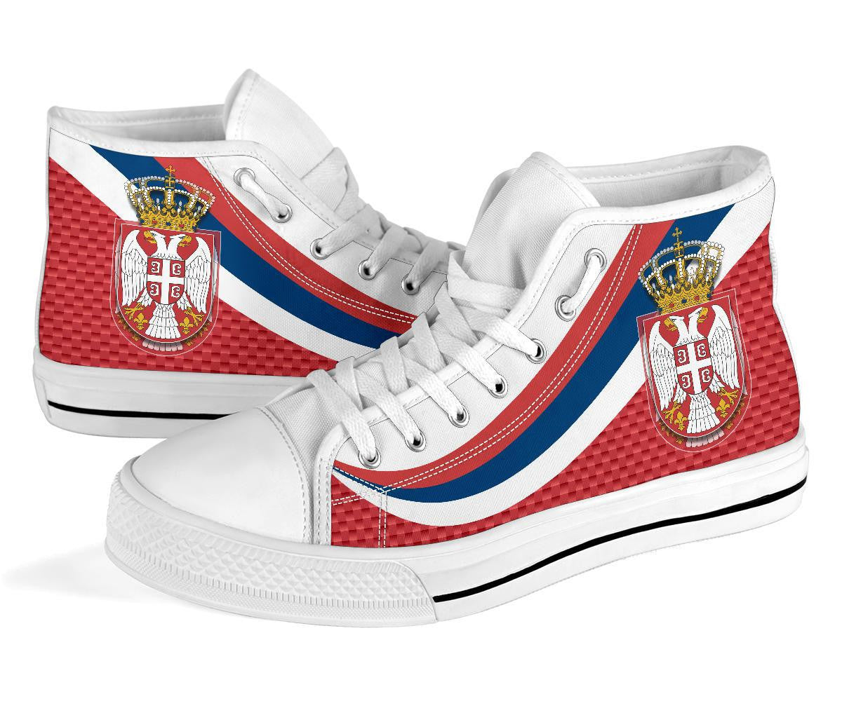 Serbia High Top Shoes Black Serbia Flag Red RLT7