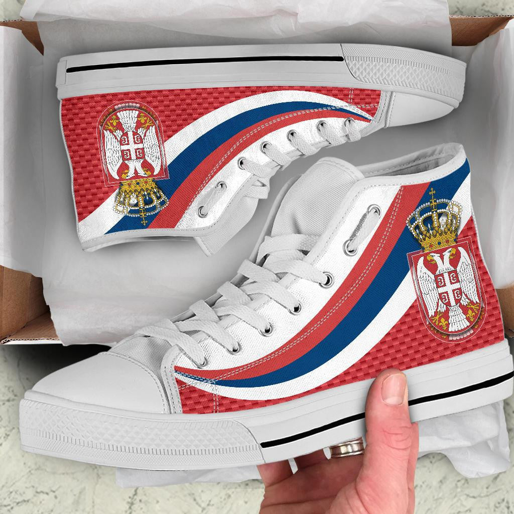 Serbia High Top Shoes Black Serbia Flag Red RLT7