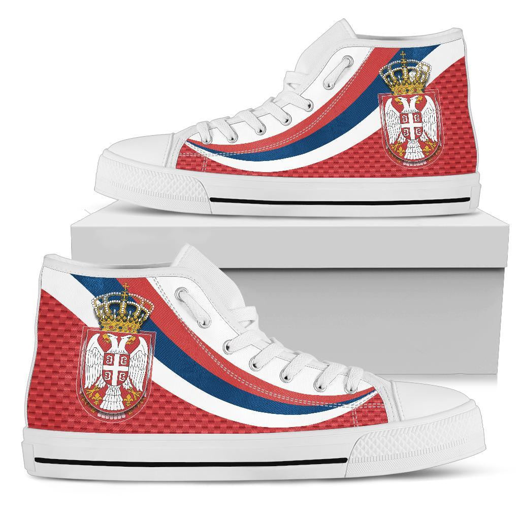 Serbia High Top Shoes Black Serbia Flag Red RLT7