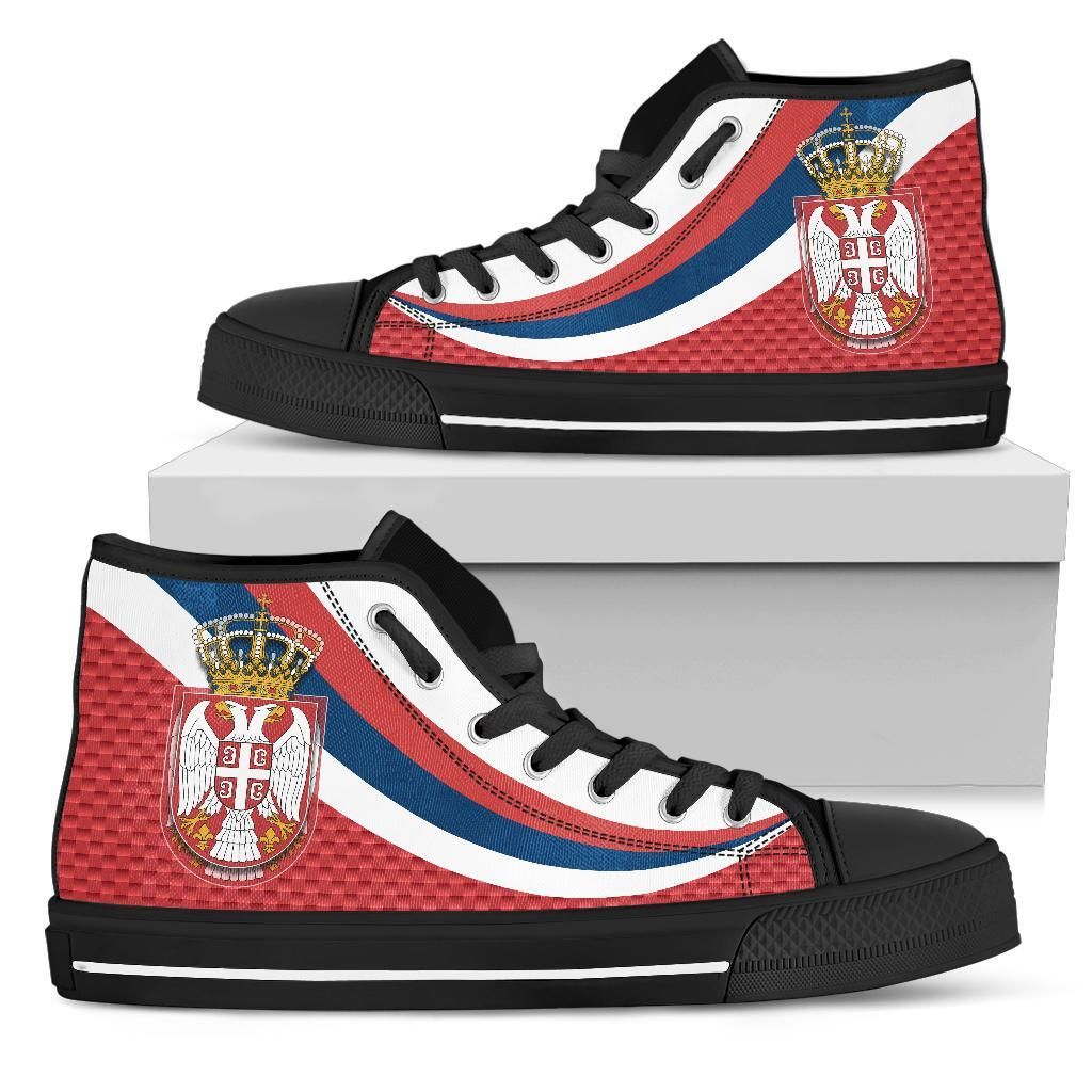 Serbia High Top Shoes Black Serbia Flag Red RLT7