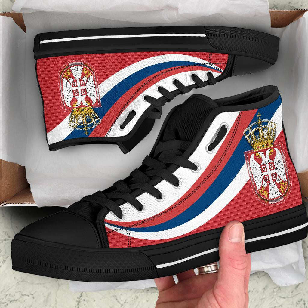 Serbia High Top Shoes Black Serbia Flag Red RLT7