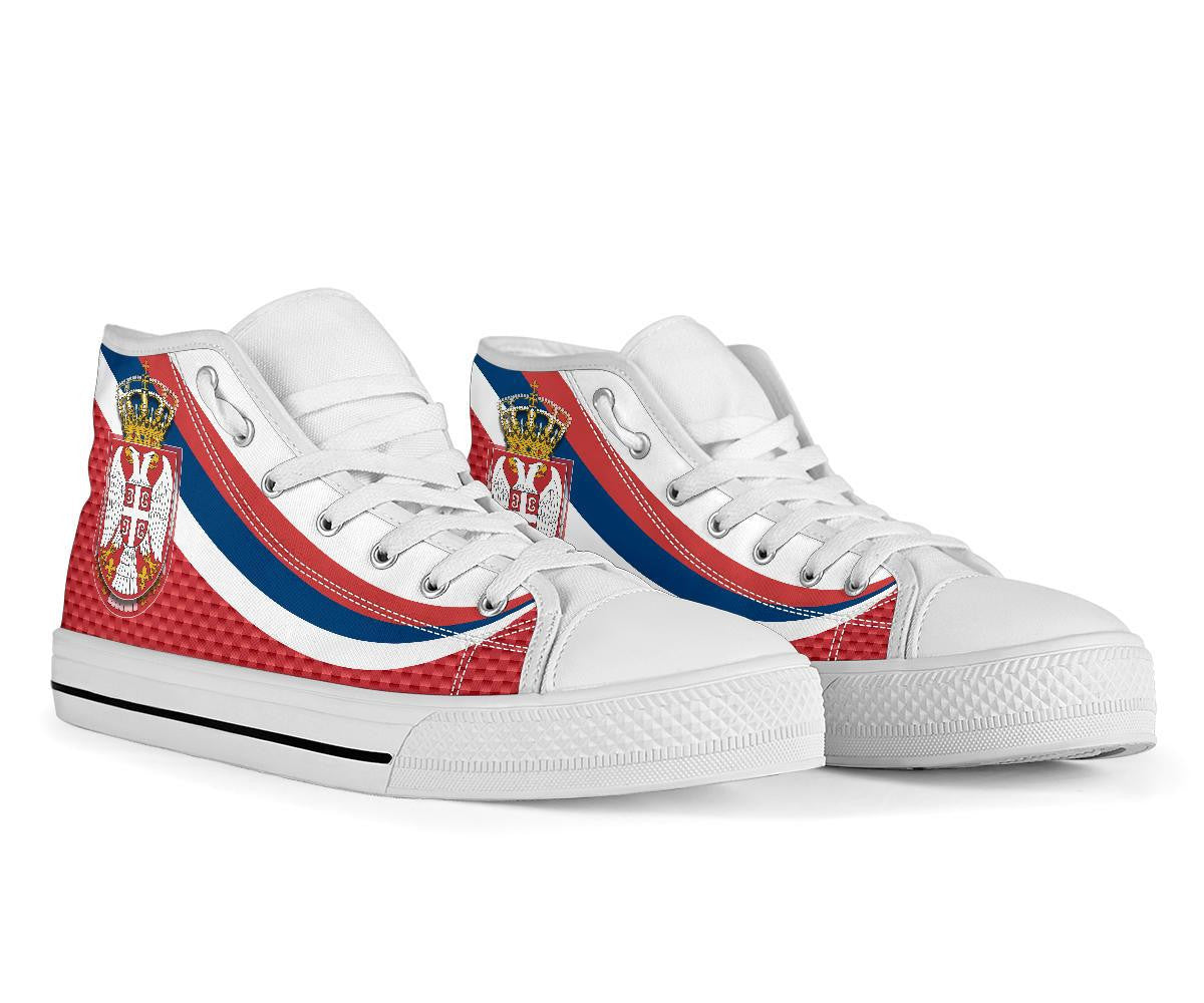 Serbia High Top Shoes Black Serbia Flag Red RLT7
