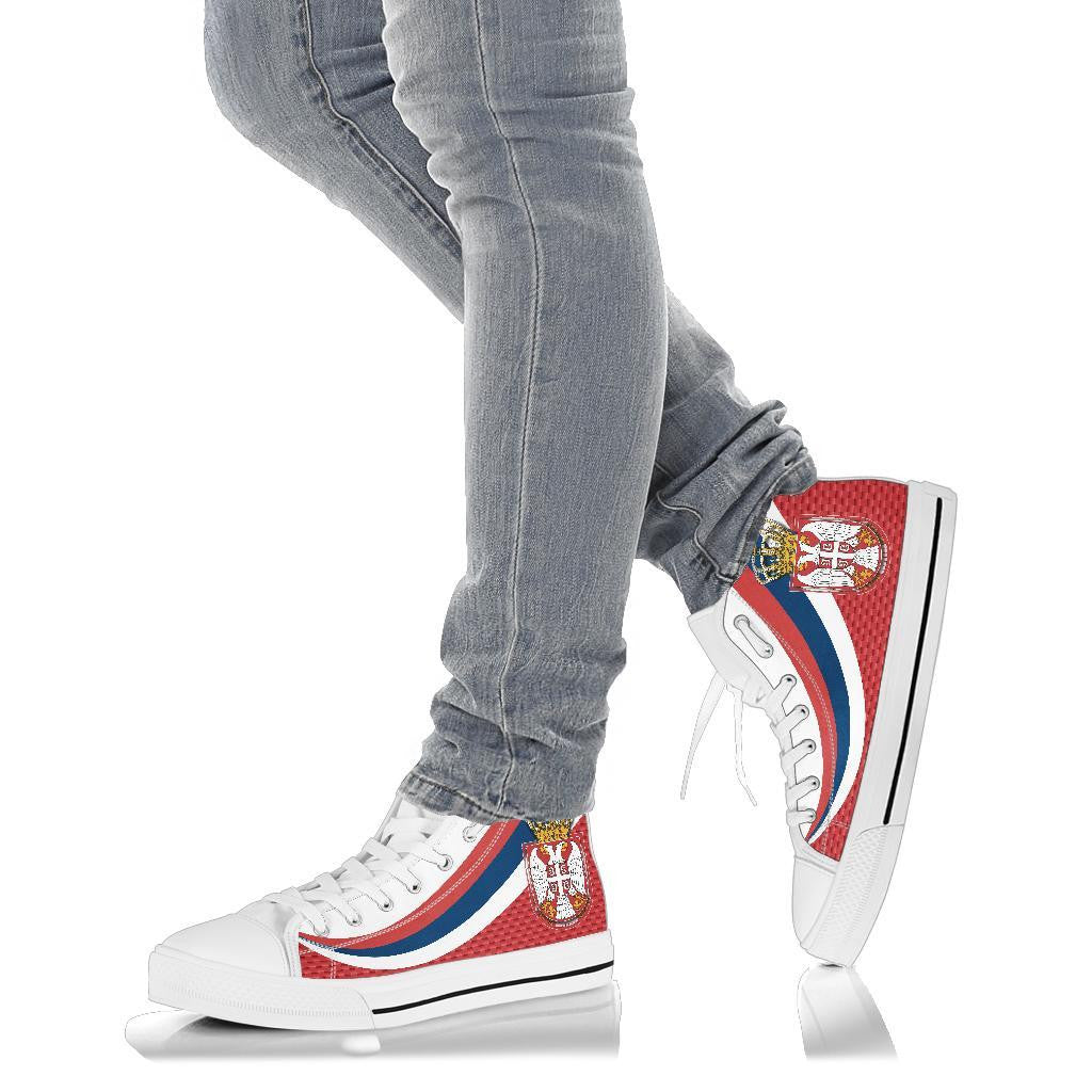 Serbia High Top Shoes Black Serbia Flag Red RLT7
