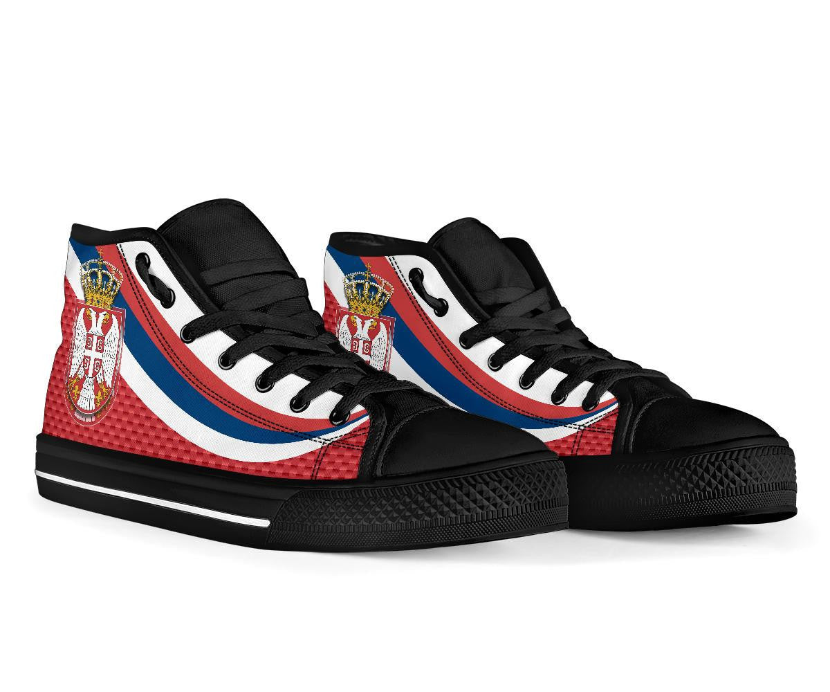 Serbia High Top Shoes Black Serbia Flag Red RLT7