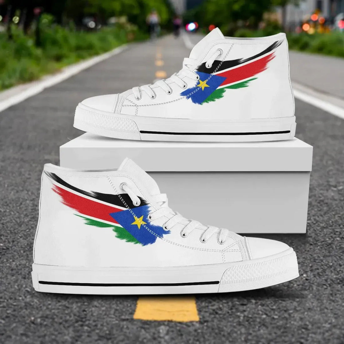 South Sudan White High Top Shoes Wing Flag RLT8