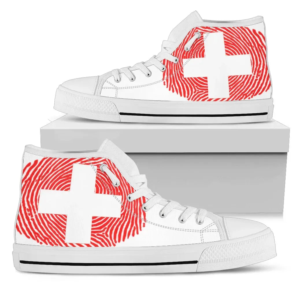 Switzerland Fingerprint Flag High Top Canvas Shoes RLT13