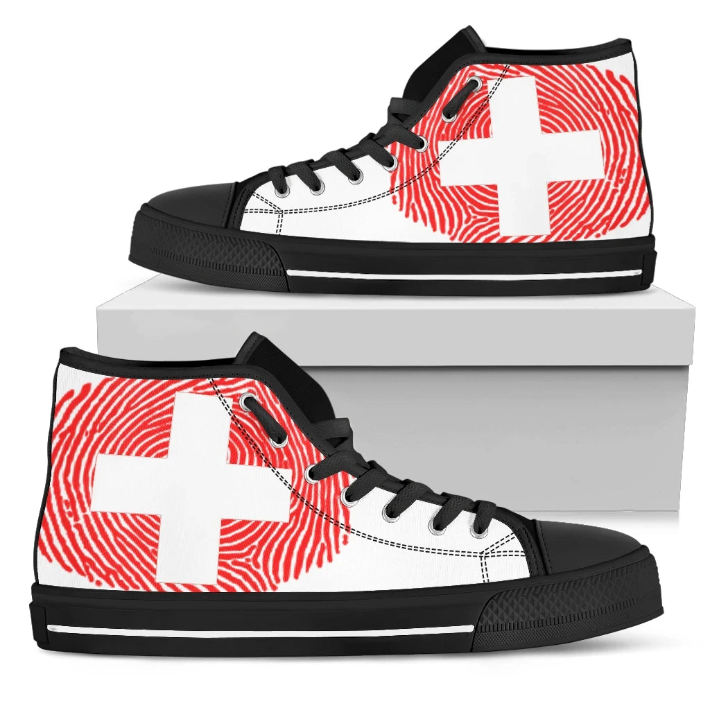 Switzerland Fingerprint Flag High Top Canvas Shoes RLT13