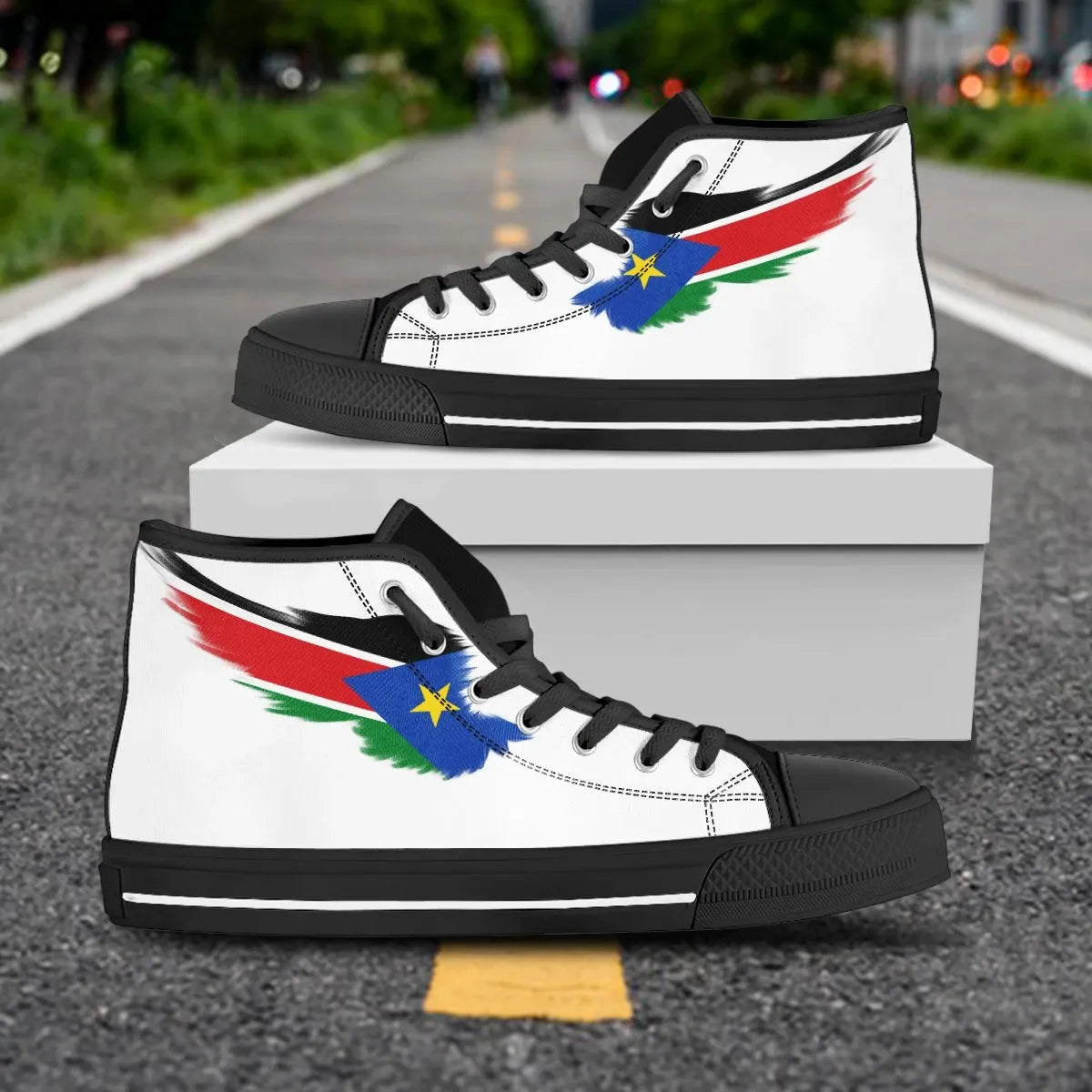 South Sudan White High Top Shoes Wing Flag RLT8