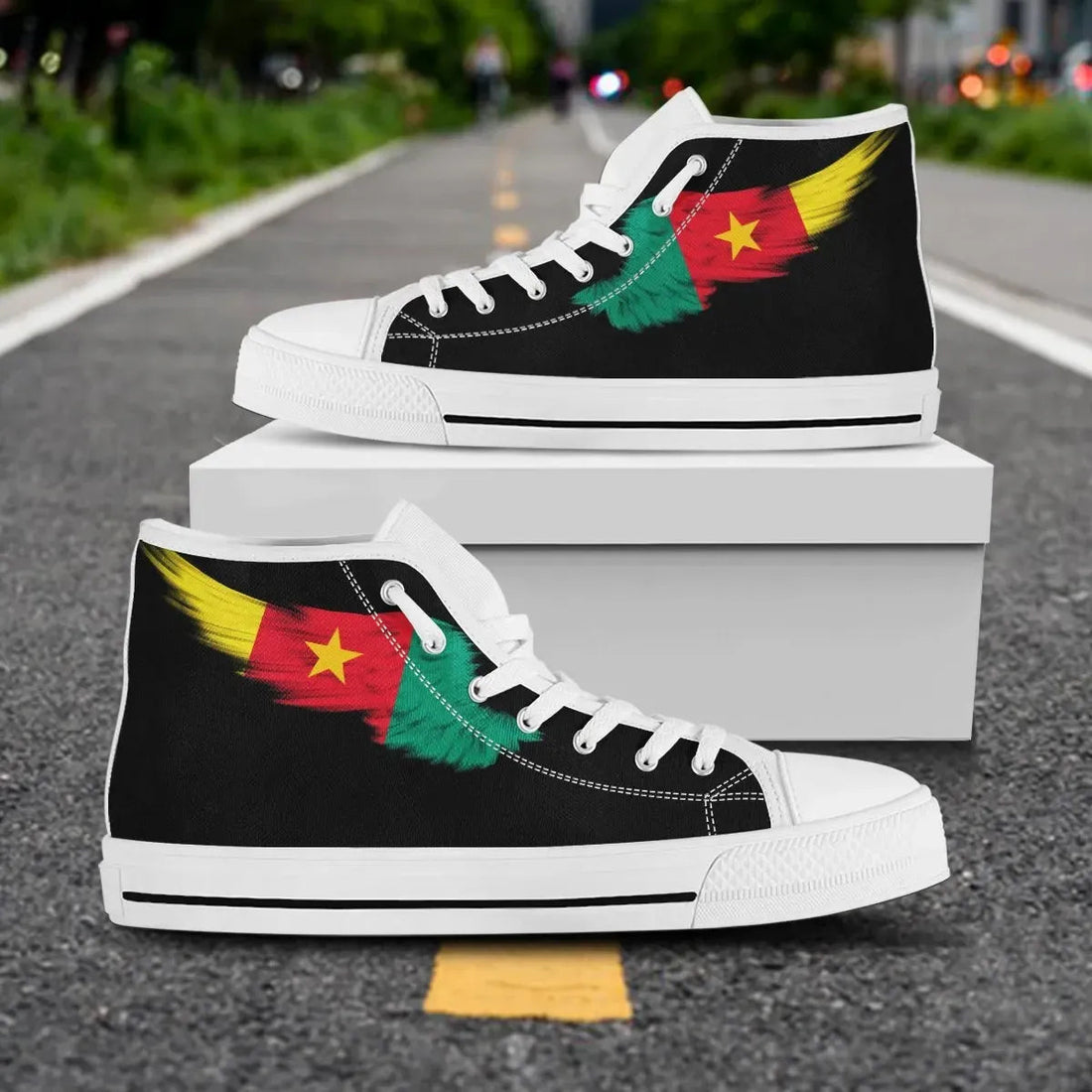 Cameroon High Top Shoe Wing Flag Black RLT7