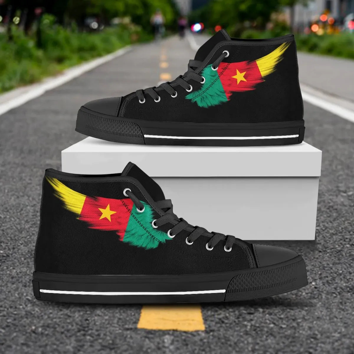 Cameroon High Top Shoe Wing Flag Black RLT7
