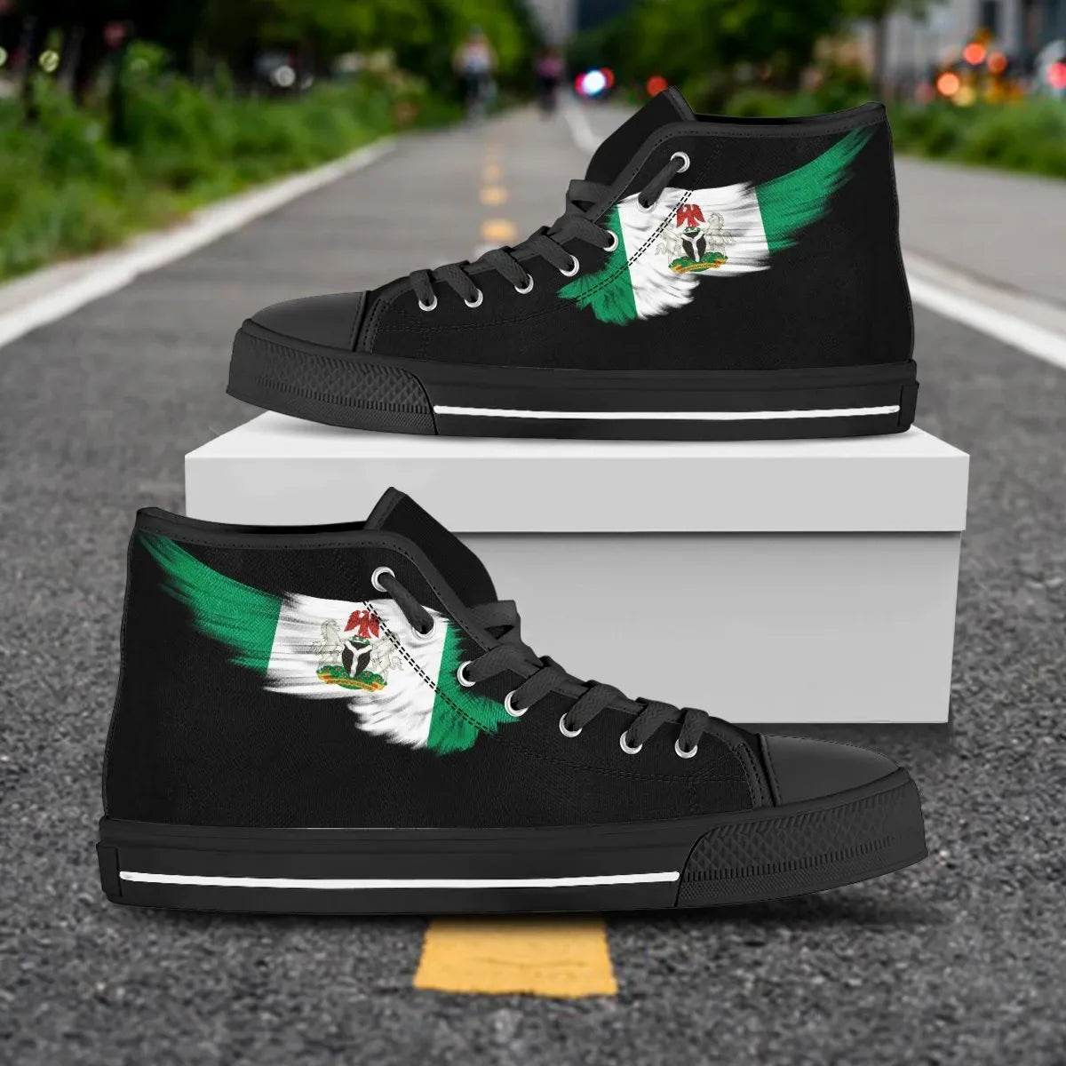 Nigeria Black High Top Shoes Wing Flag RLT8