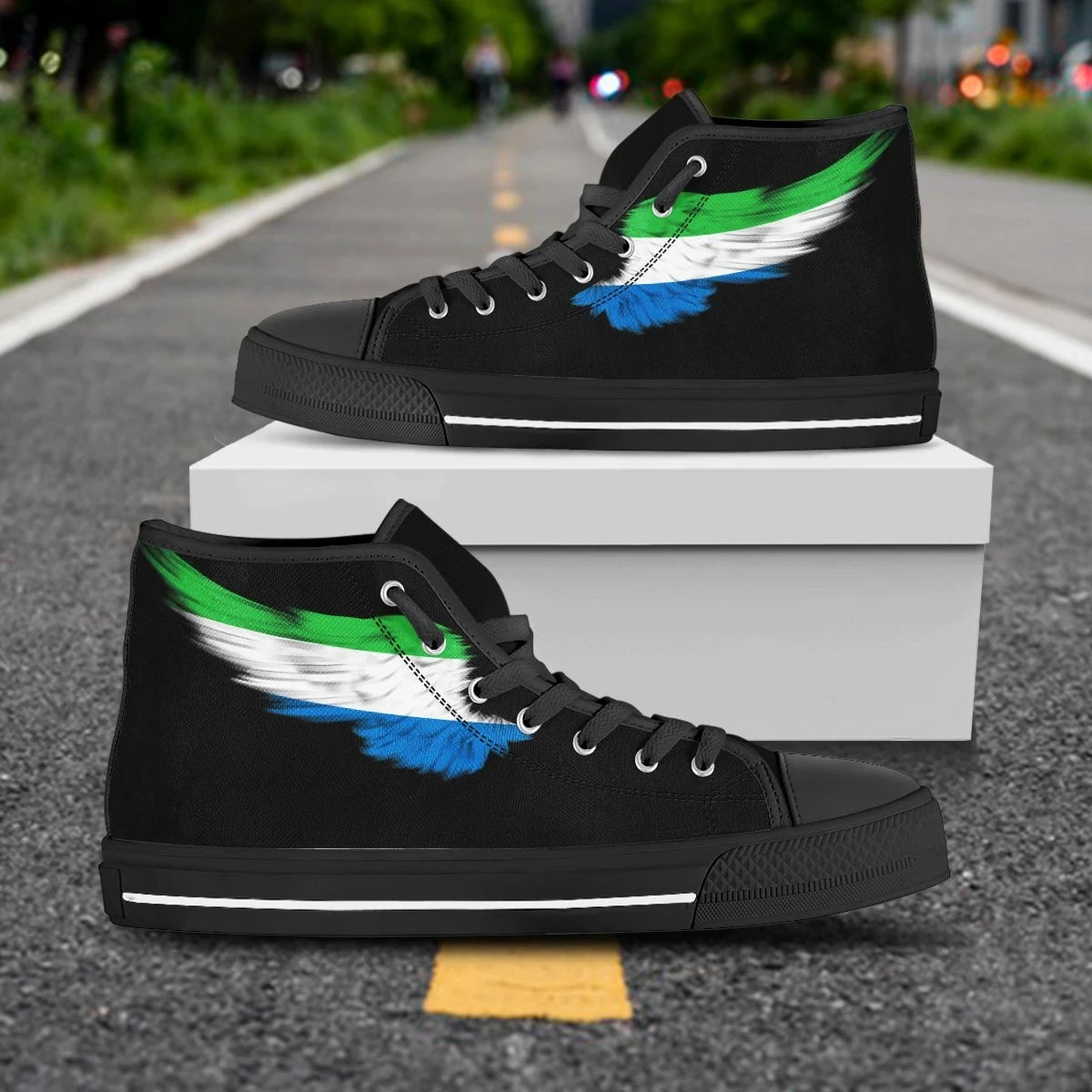 Sierra Leone Black High Top Shoes Wing Flag RLT7