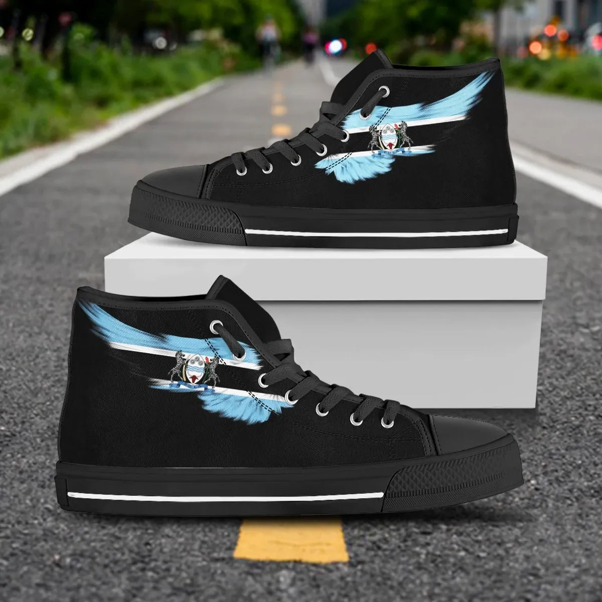 Botswana High Top Shoe Wing Flag Black RLT6