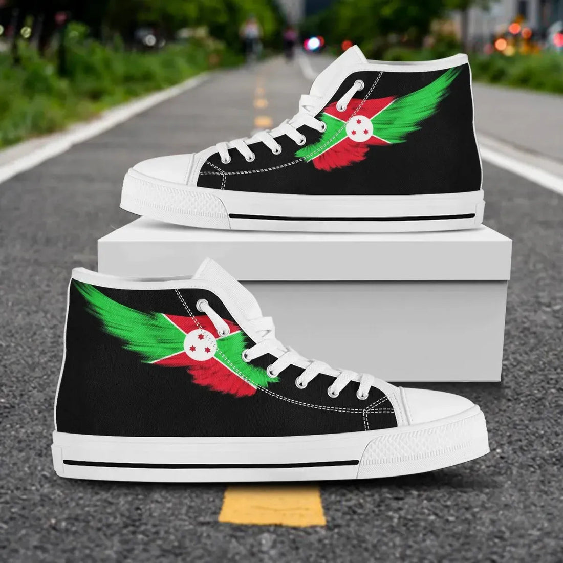 Burundi High Top Shoe Wing Flag Black RLT7