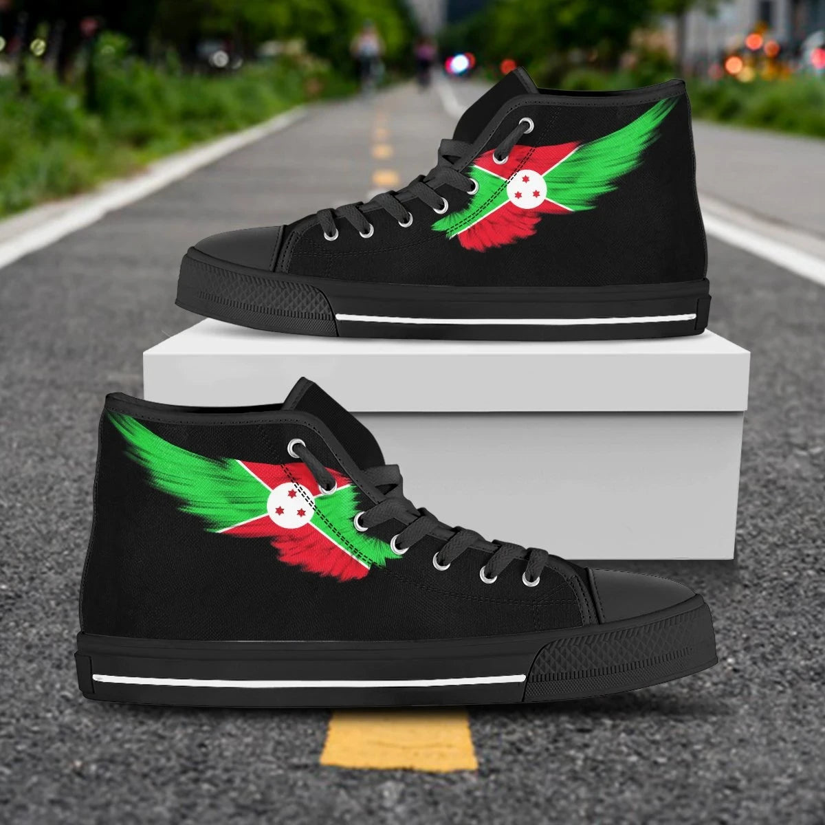 Burundi High Top Shoe Wing Flag Black RLT7