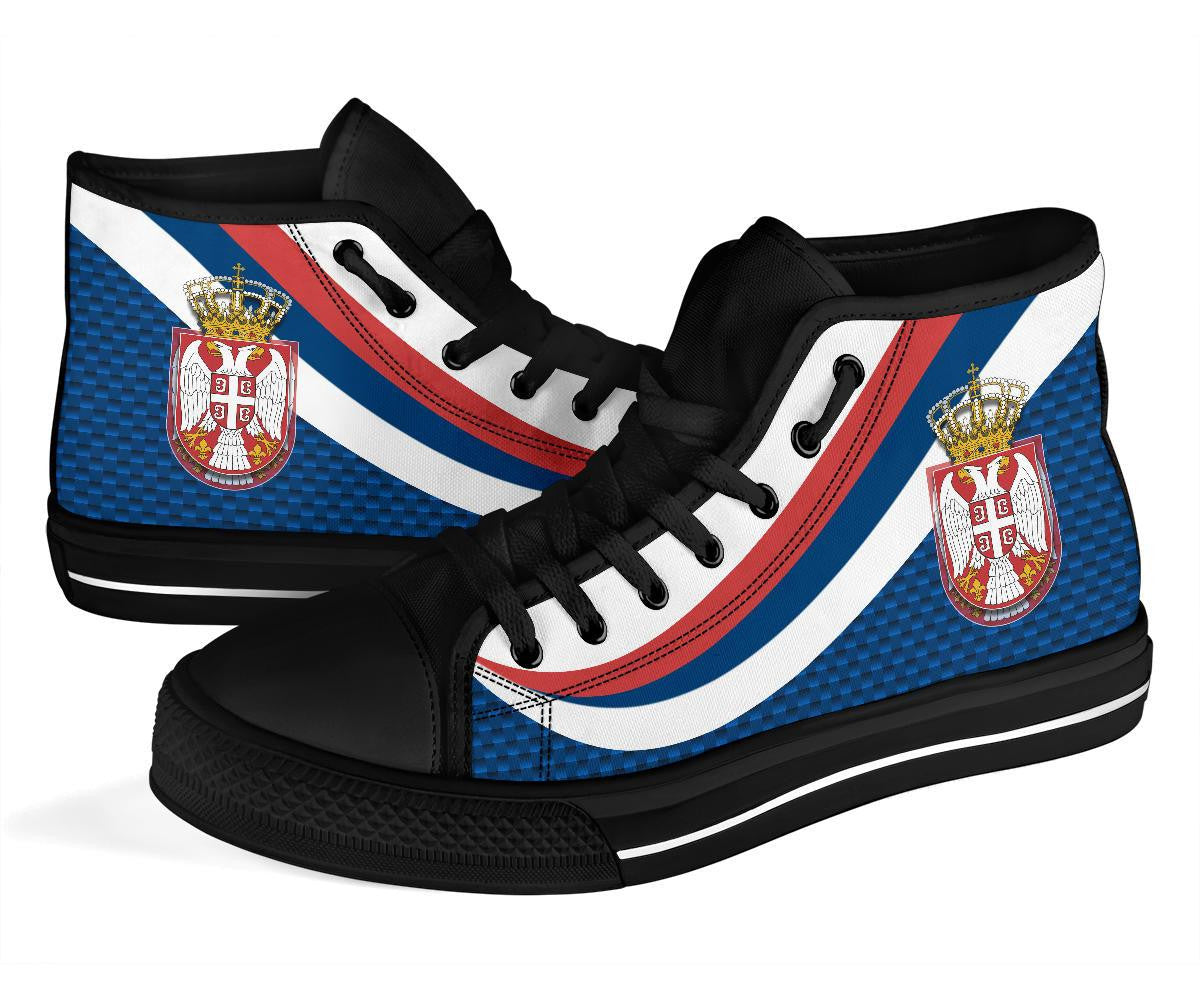Serbia High Top Shoes Black Serbia Flag Blue RLT7
