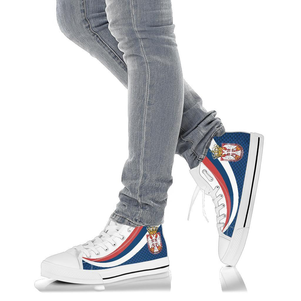 Serbia High Top Shoes Black Serbia Flag Blue RLT7