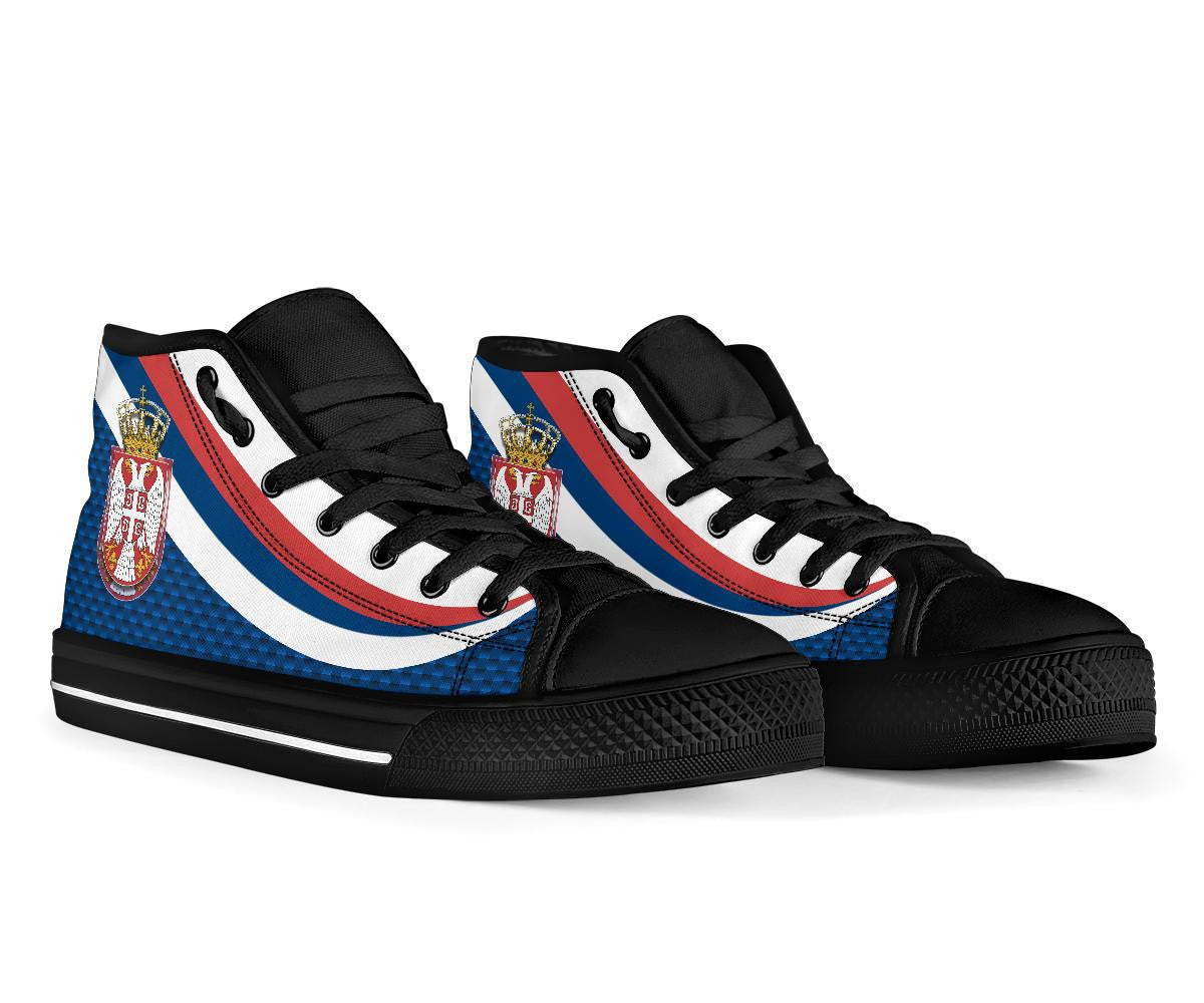 Serbia High Top Shoes Black Serbia Flag Blue RLT7