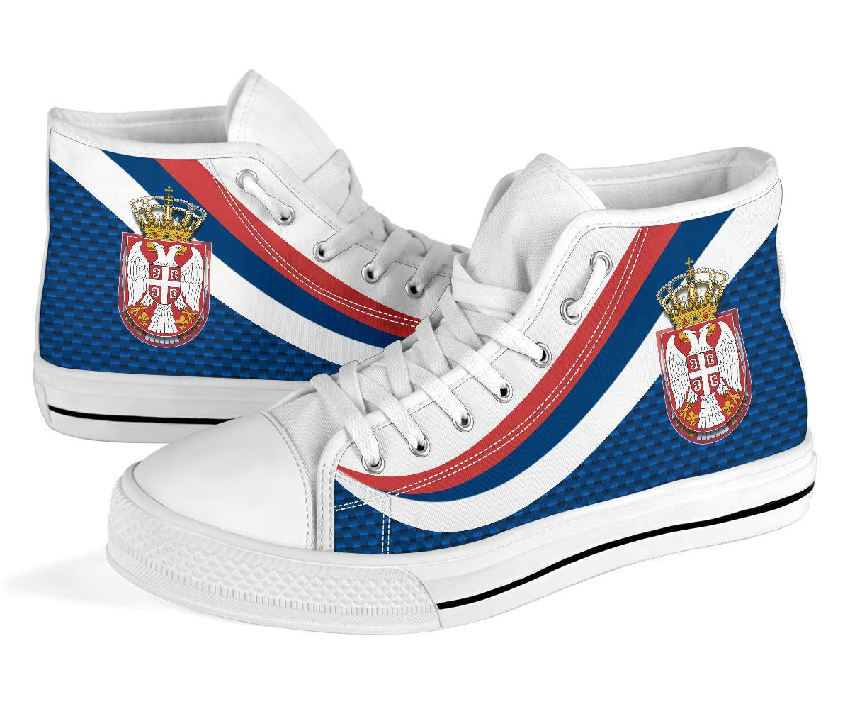 Serbia High Top Shoes Black Serbia Flag Blue RLT7