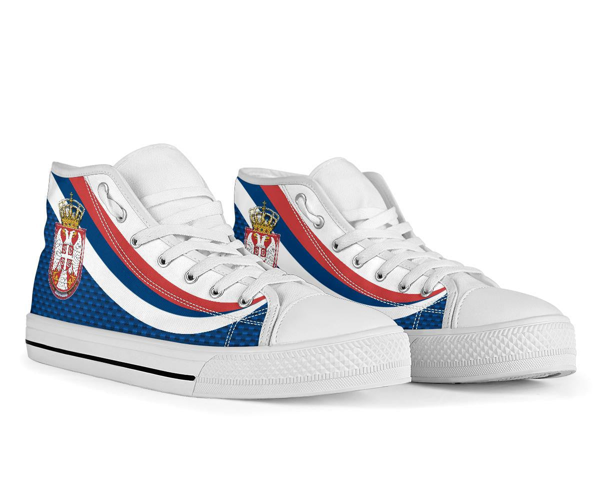 Serbia High Top Shoes Black Serbia Flag Blue RLT7