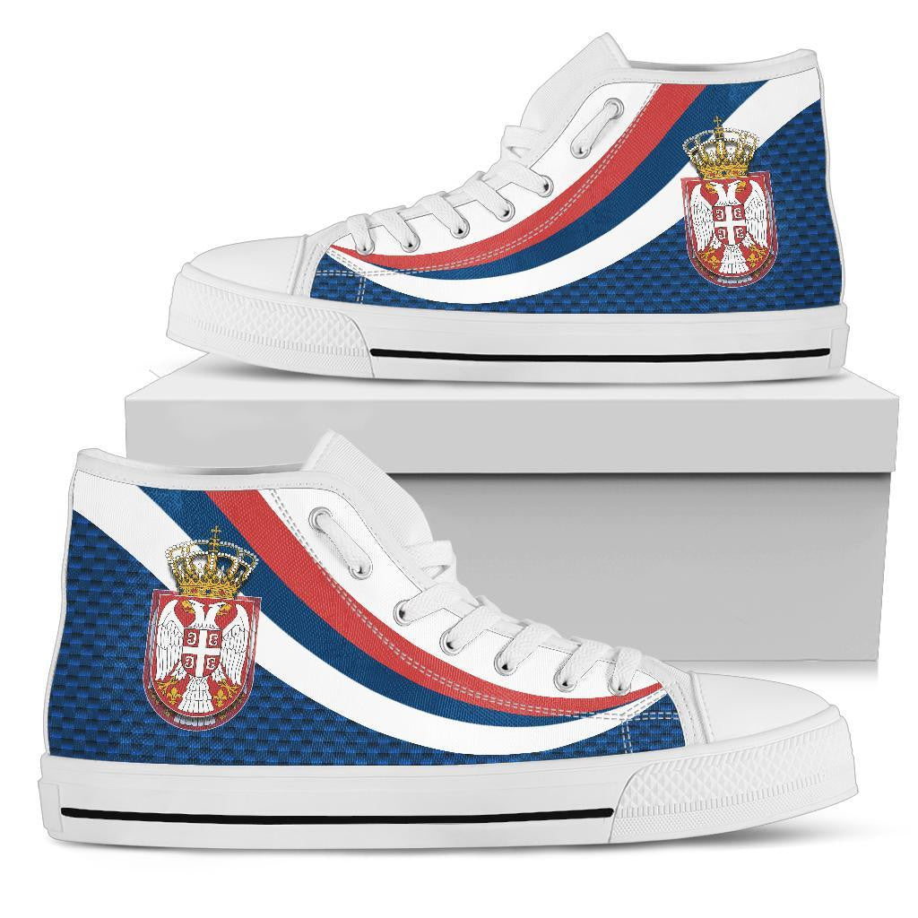 Serbia High Top Shoes Black Serbia Flag Blue RLT7